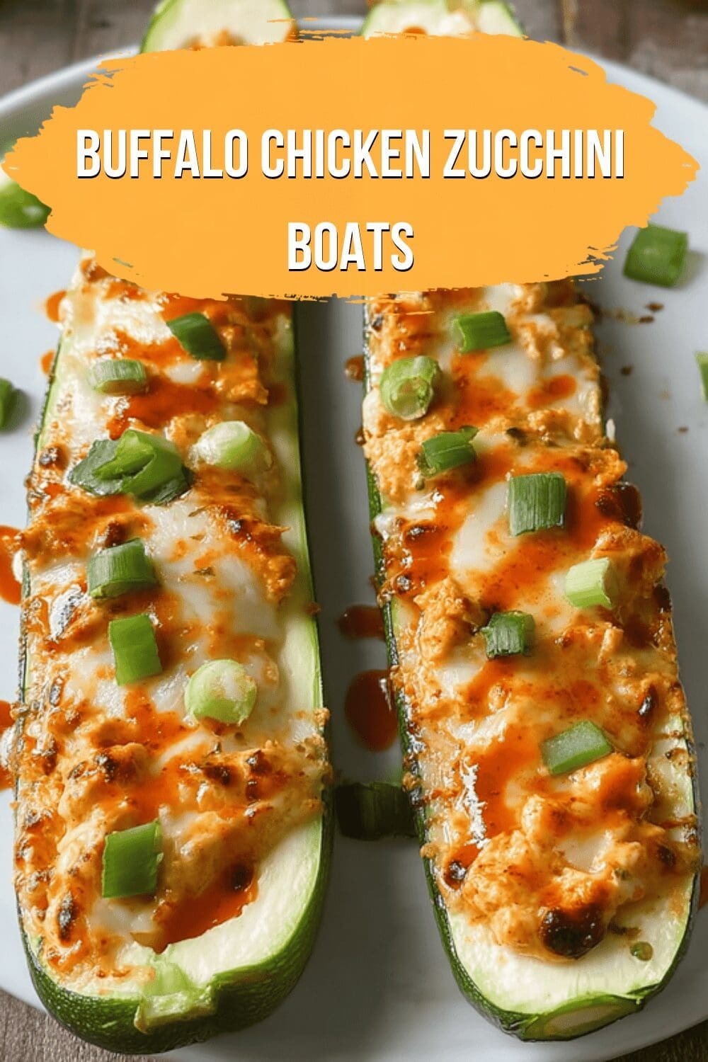 Buffalo Chicken Zucchini Boats