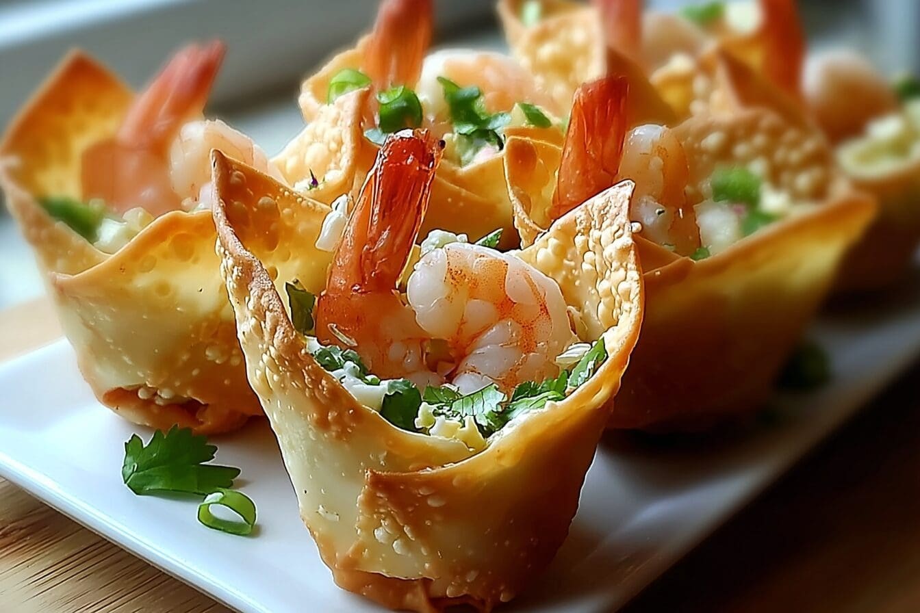 Crispy Shrimp Salad Wonton Cones
